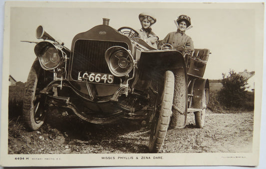 Vintage Postcard of Misses Phyllis & Zen Dare, 1907, Rotary Photo 4494 image 1