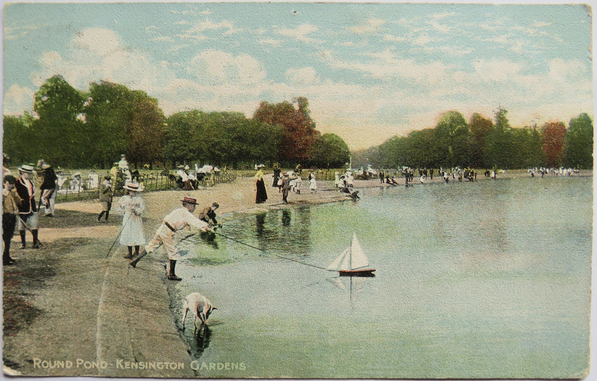 Vintage Postcard of Round Pond, Kensington Gardens