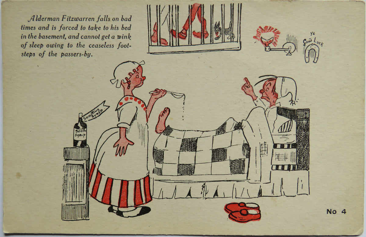 Vintage Postcard of  Dick Whittington at Drury Lane - "Alderman Fitzwarren falls on bad times..."