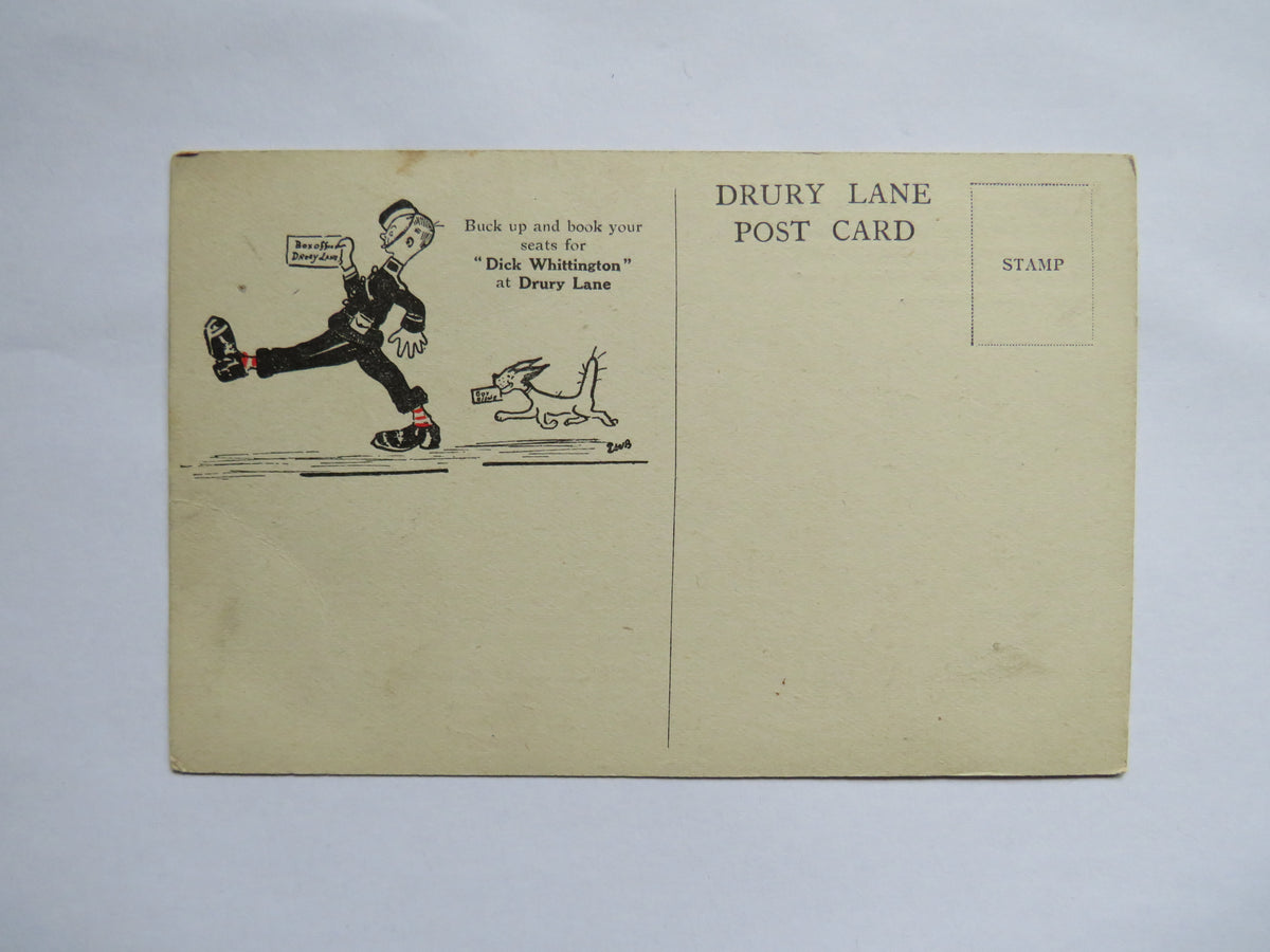 Vintage Postcard of  Dick Whittington at Drury Lane - "Alderman Fitzwarren falls on bad times..."
