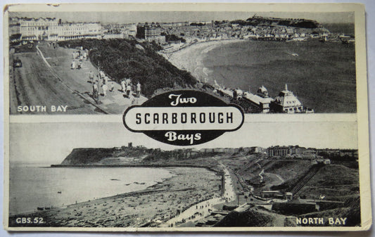 Vintage Postcard of Two Scarborough Bays 1956