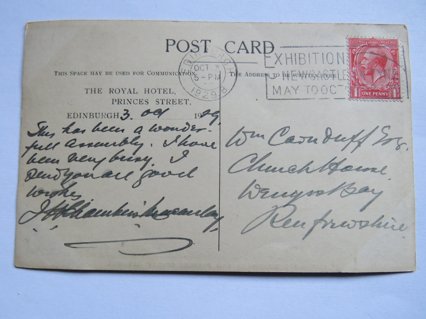 Vintage Postcard of The Scott Monument and Princess Street Gardens 1929