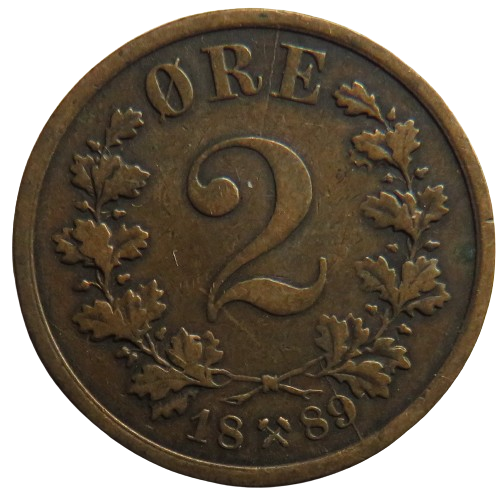 1889 Norway 2 Ore Coin