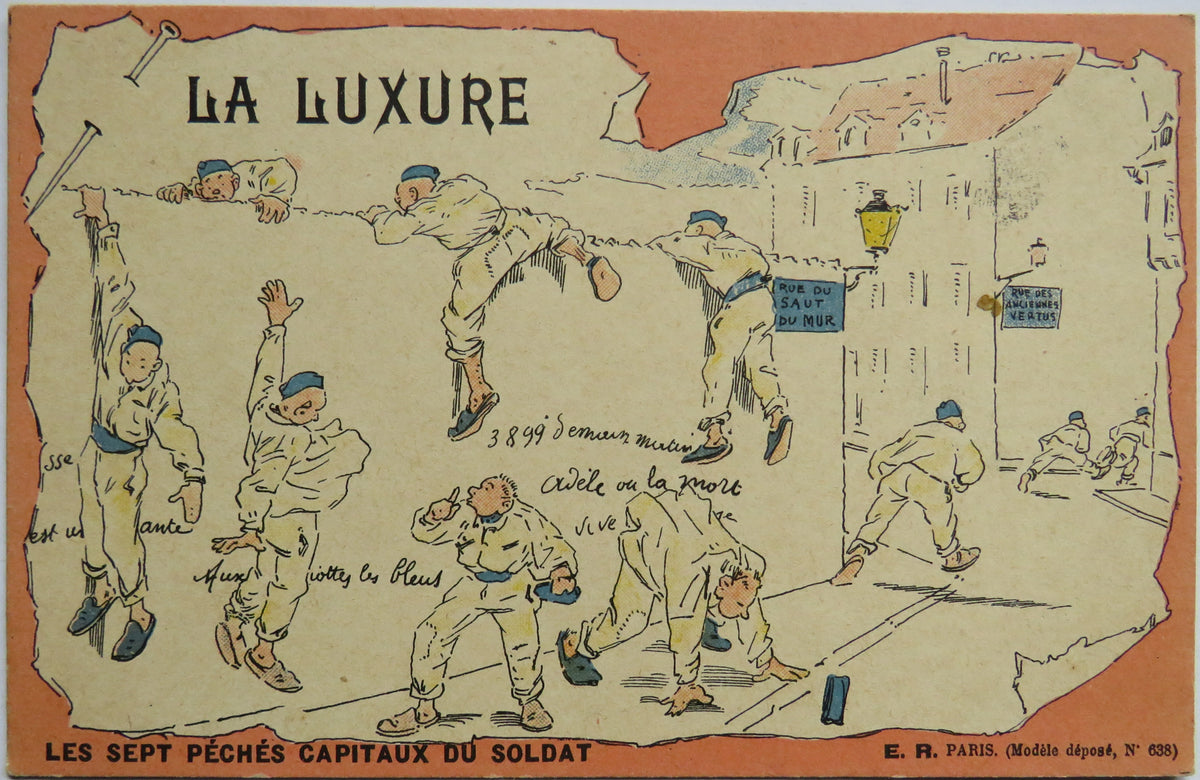 Vintage Postcard of La Luxure, Les Sept Peches Capitaux Du Soldat - E.R. Paris