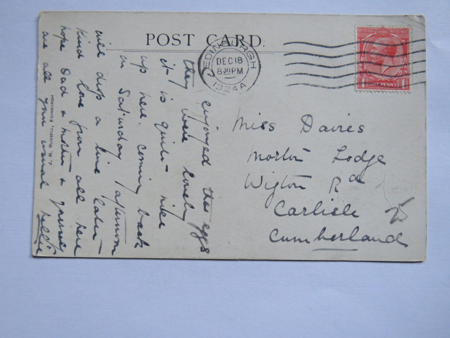 Vintage Postcard of Holyrood Palace (The North Gateway) 1924