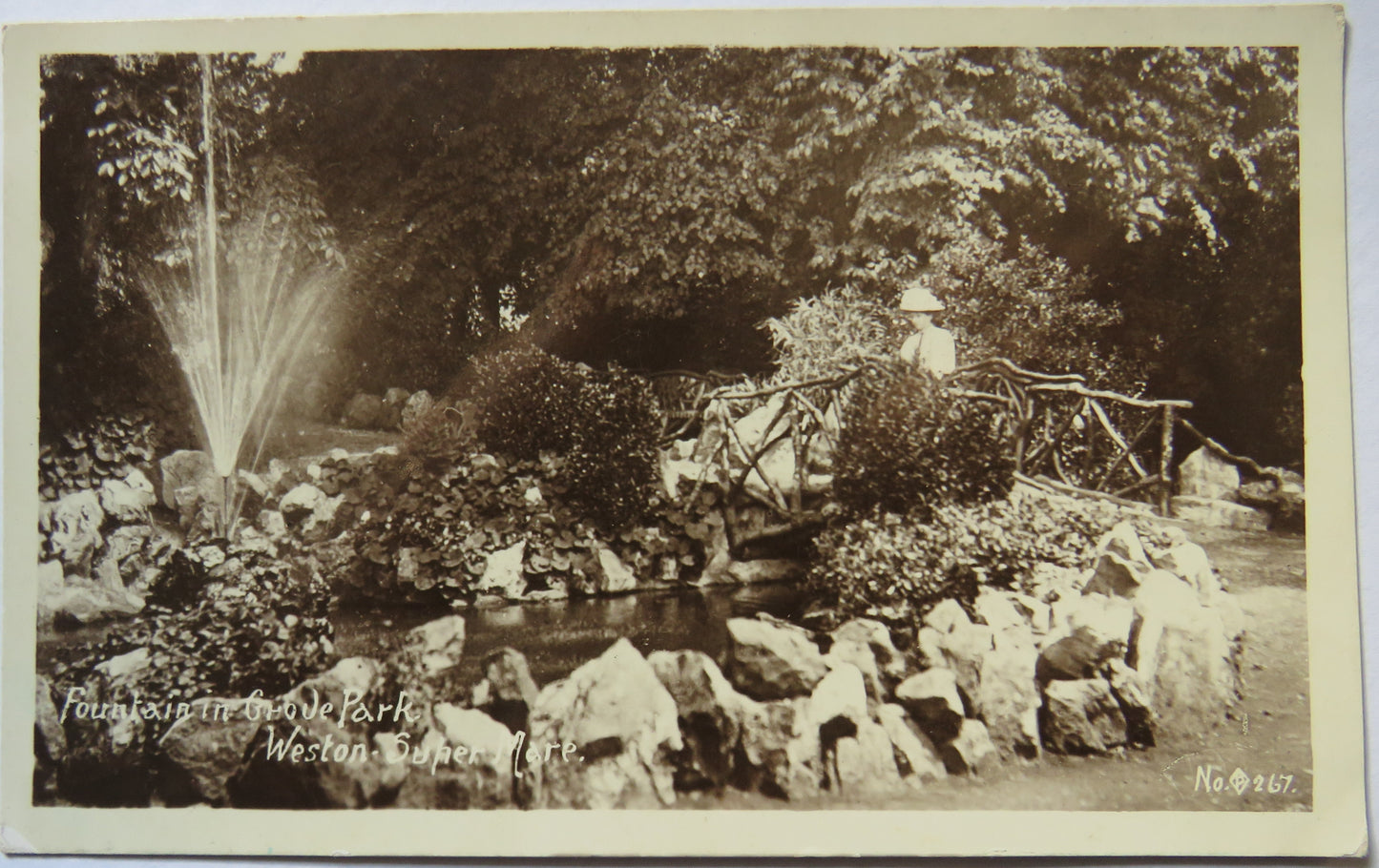 Vintage Postcard of Fountain in Grove Park, Weston-Super-Mare