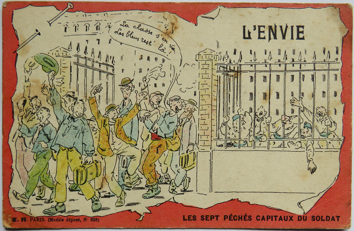 Vintage Postcard of L'Envie - Sept Pêchés Capitalaux du Soldat - E. R. Paris