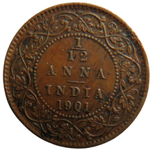 Load image into Gallery viewer, 1901 Queen Victoria India 1/12th Anna Coin
