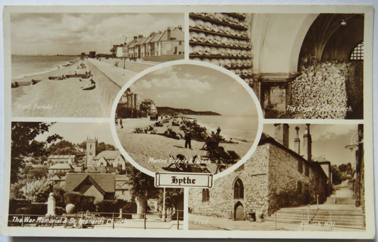 Vintage Postcard of Hythe, Multiview Postcard 1958