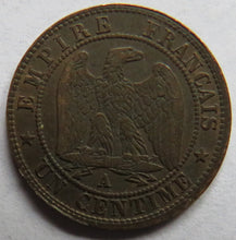 Load image into Gallery viewer, 1862-A Napoleon III France One Centime Coin
