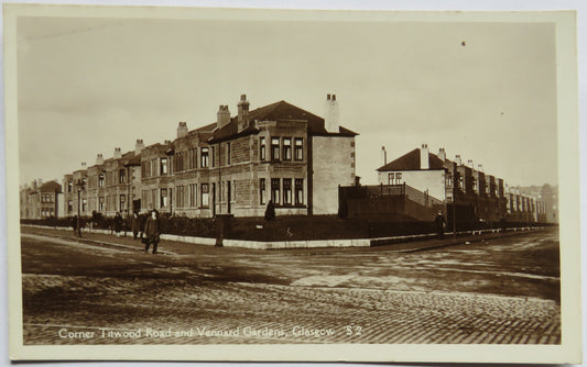 Vintage Postcard of Corner Titwood Road and Vennard Gardens, Glasgow image 1