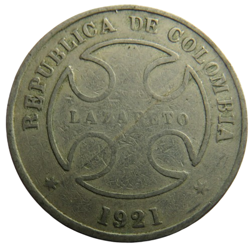 1921 Colombia 50 Centavos Coin