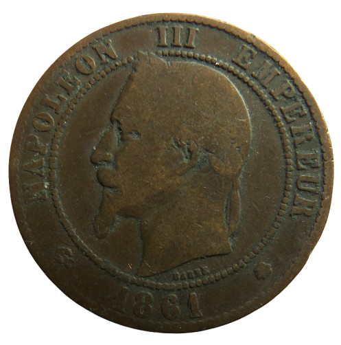 1861-A Napoleon III France 10 Centimes Coin