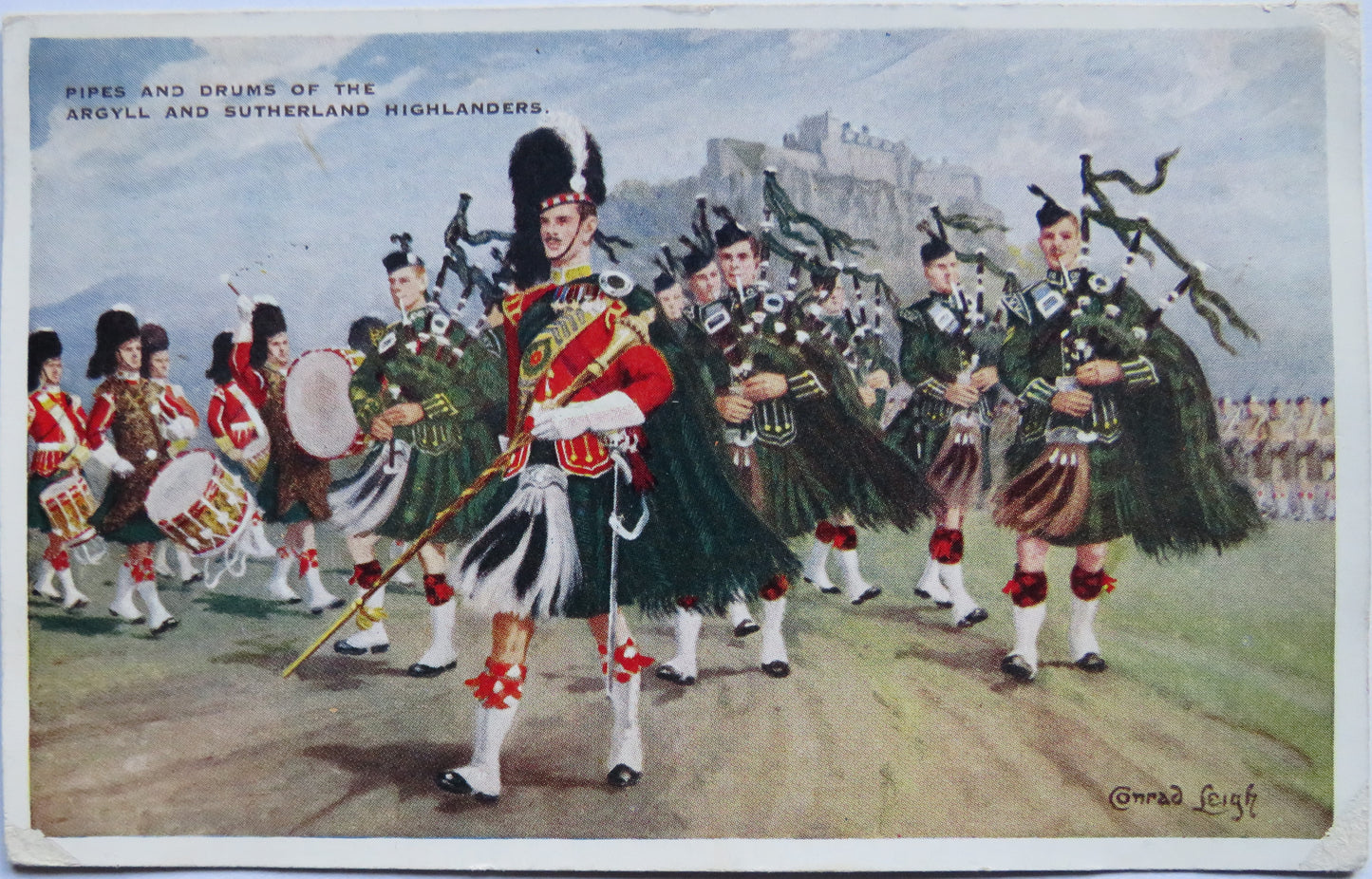 Vintage Postcard of The Pipes and Drums of the Argyll and Sutherland Highlanders