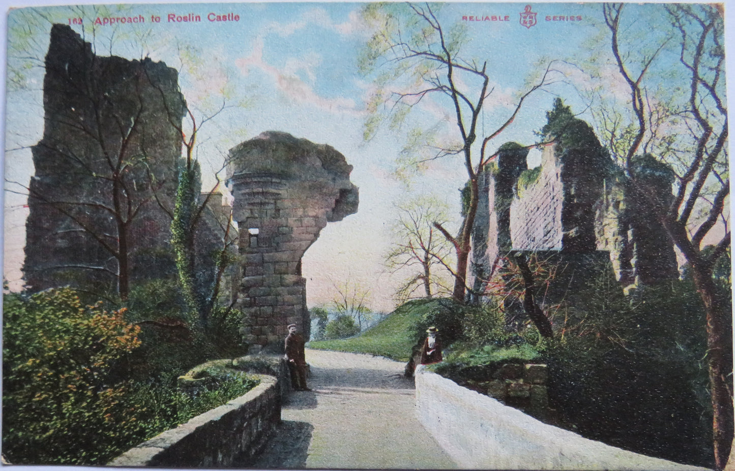 Vintage Postcard of Approach To Roslin Castle 1906