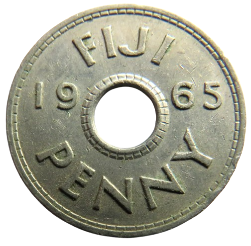1965 Queen Elizabeth II Fiji One Penny Coin