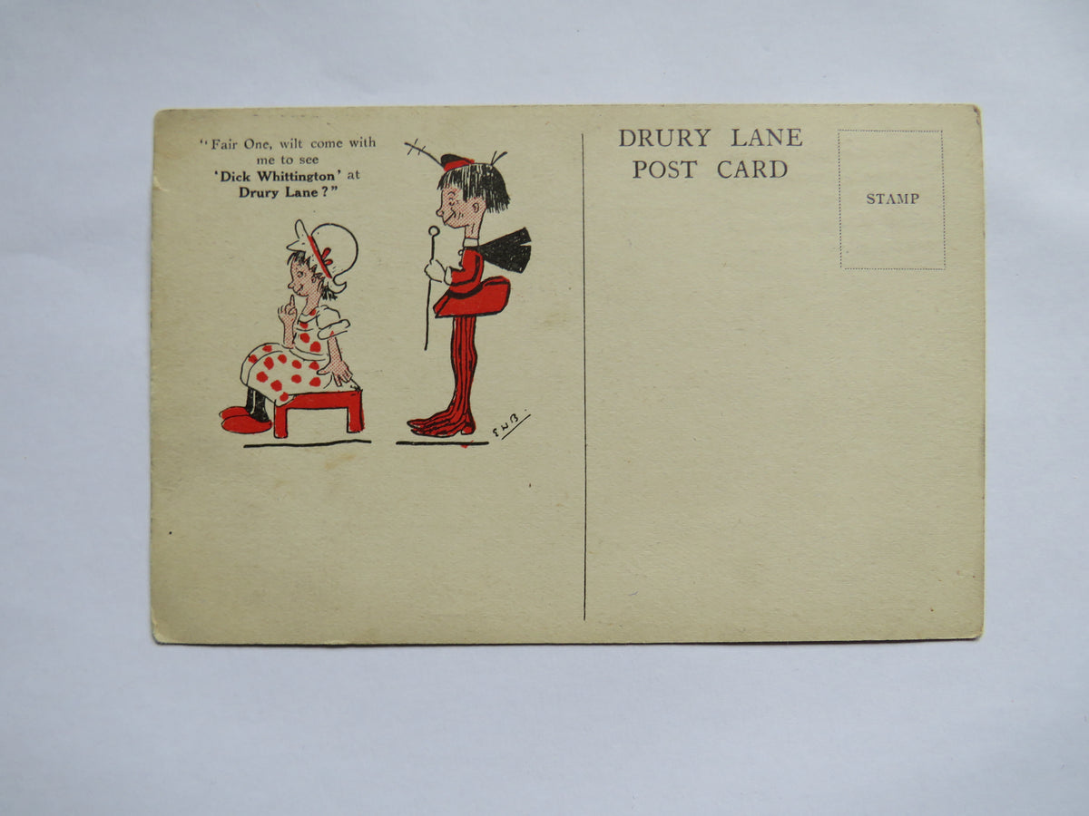 Vintage Postcard of "Fair One, Wilt Come With Me to See, Dick Whittington at Drury Lane?"