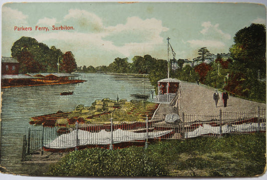 Vintage Postcard of Parkers Ferry, Surbiton