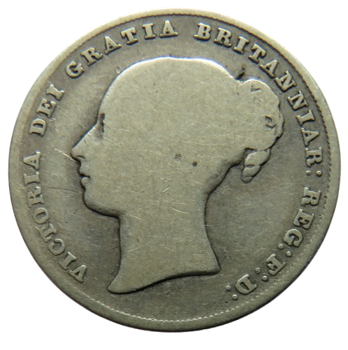 1844 Queen Victoria Young Head Silver Shilling Coin - Great Britain