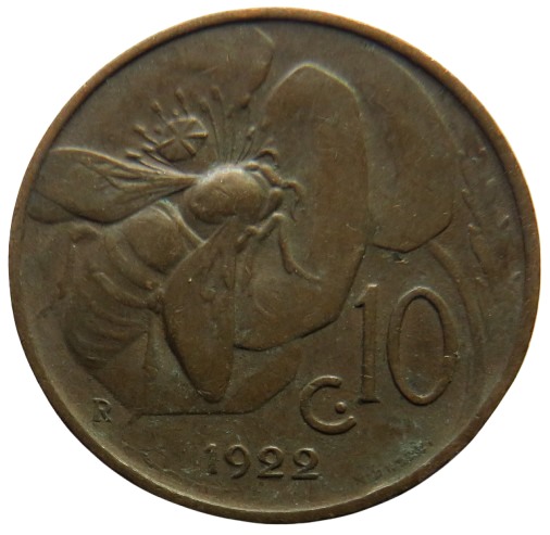 1922 Italy 10 Centesimi Coin
