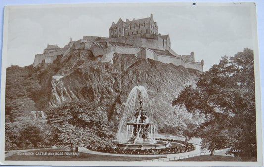 Vintage Postcard Edinburgh Castle and Ross Fountain