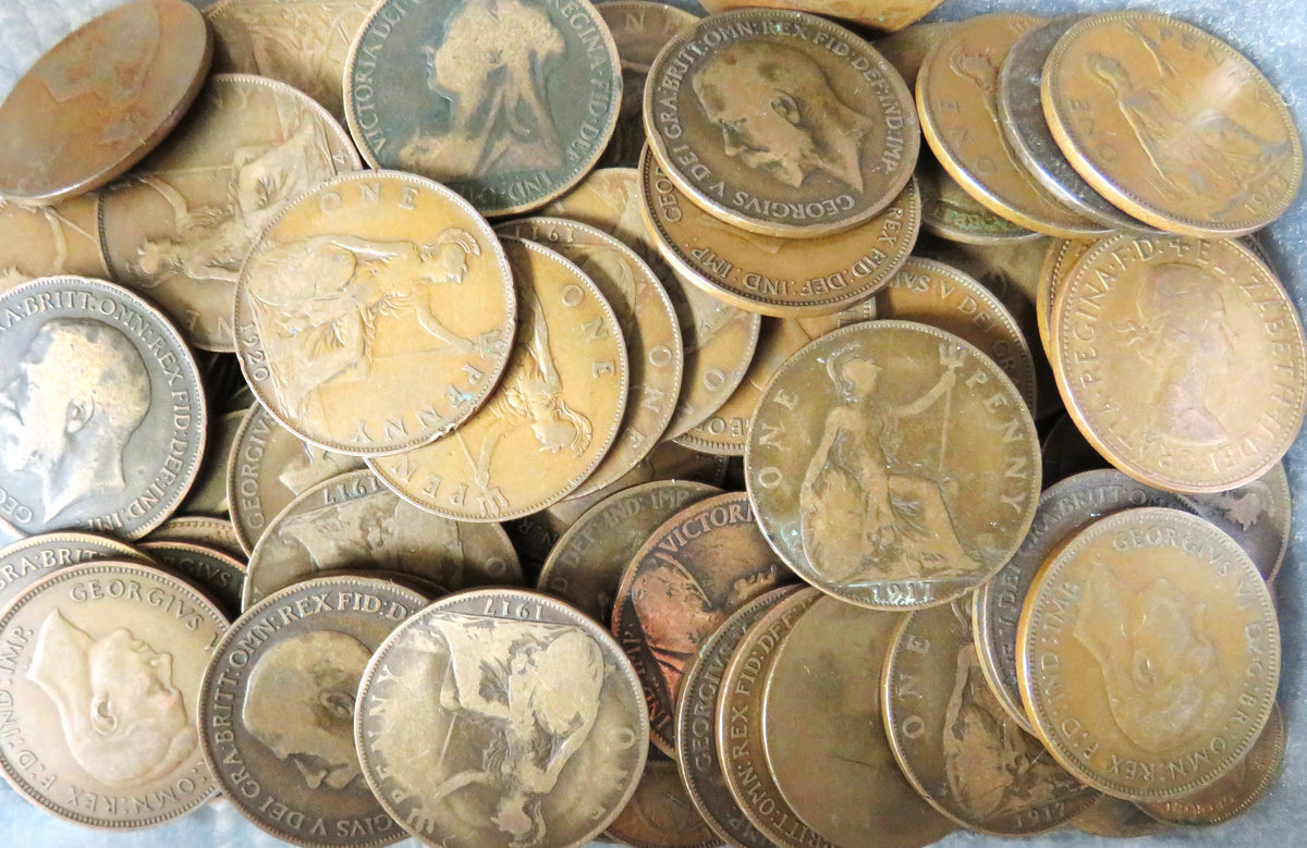 Bulk Lot of Old British One Penny Coins Victoria - Elizabeth - Choose Your Amount