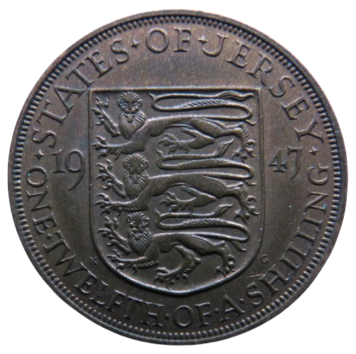 1947 Jersey 1/12th of a Shilling Coin