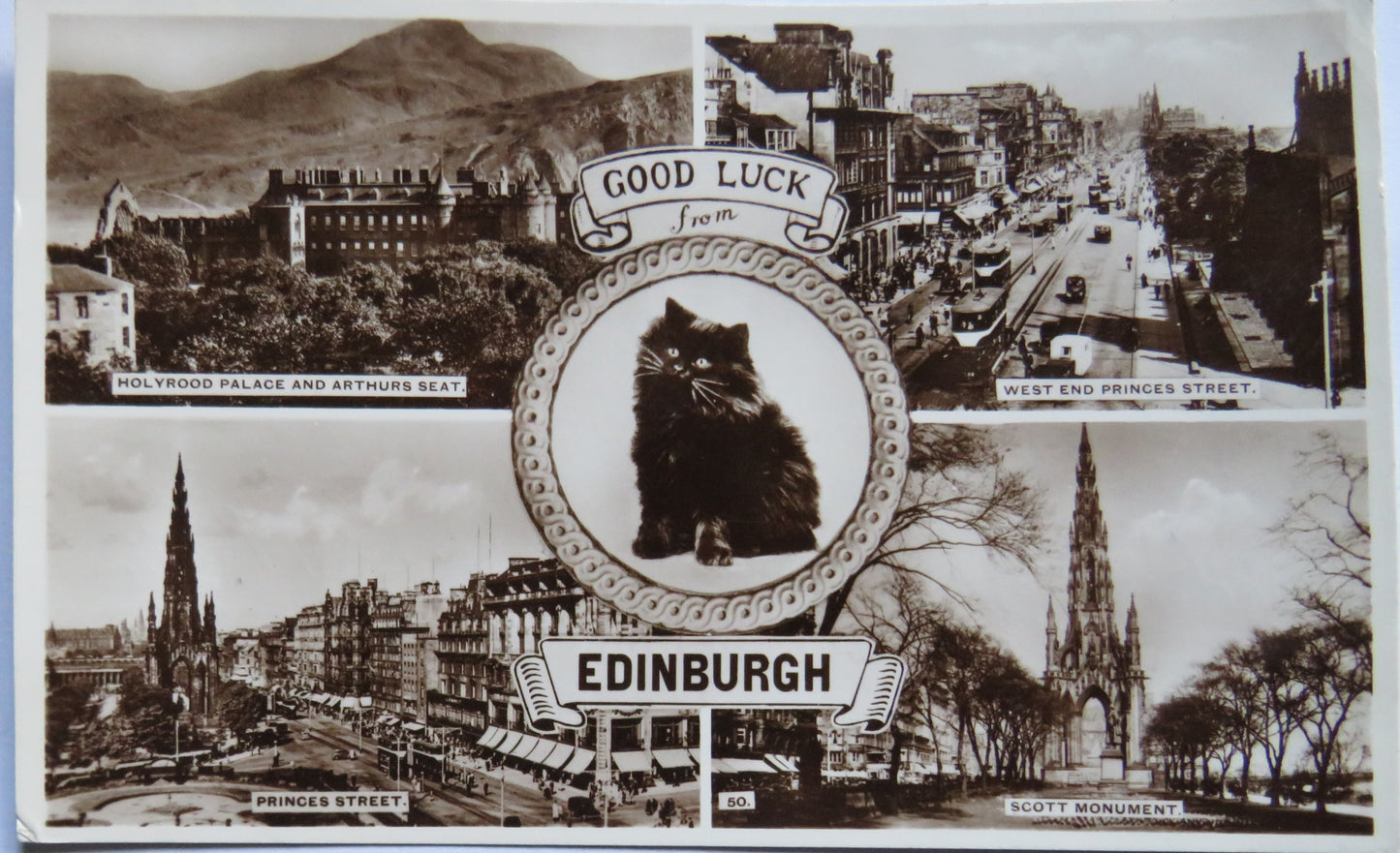Vintage Multiview Postcard Good Luck From Edinburgh 1954