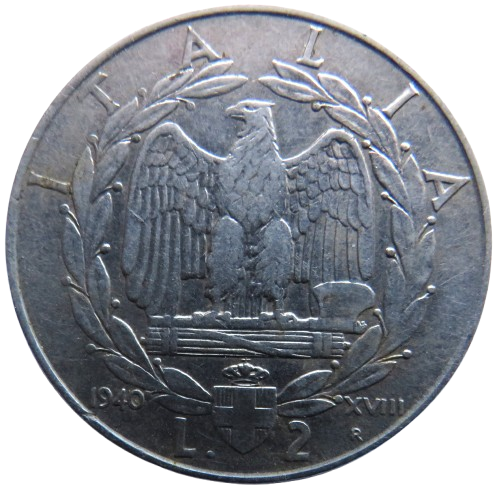 1940 Italy 2 Lire Coin