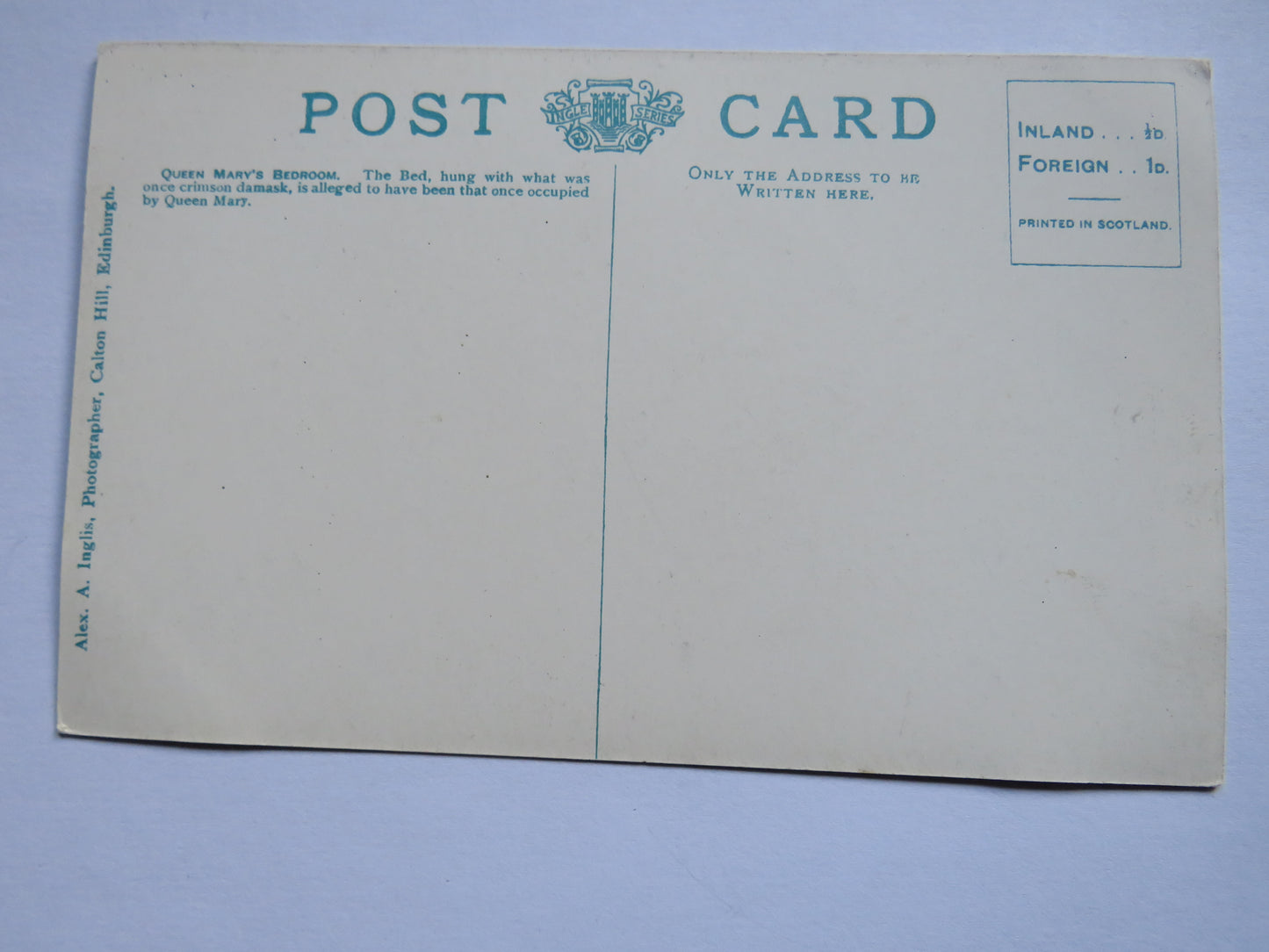 Vintage Postcard of Queen Mary's Bedroom Holyrood Palace, Edinburgh