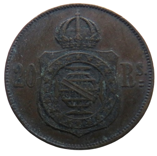 1869 Brazil 20 Reis Coin