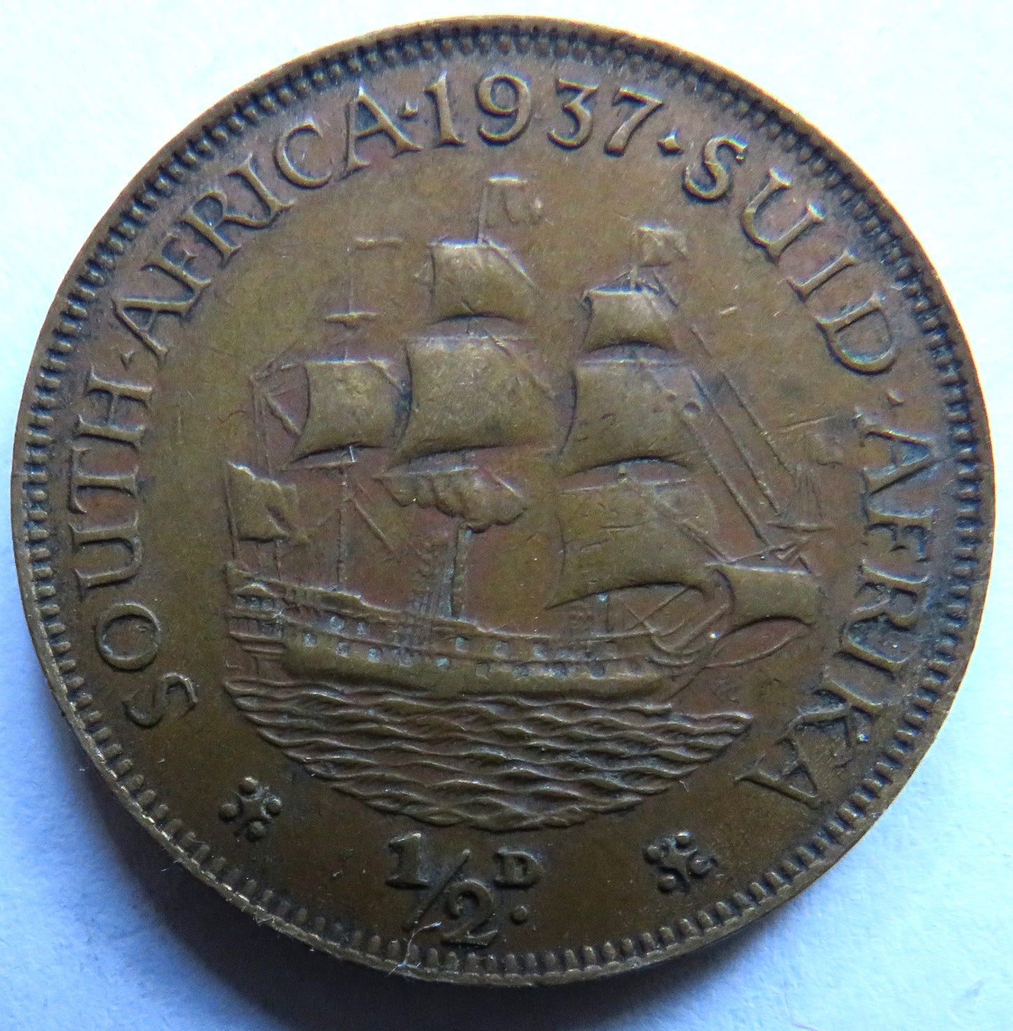 1937 King George VI South Africa Halfpenny Coin
