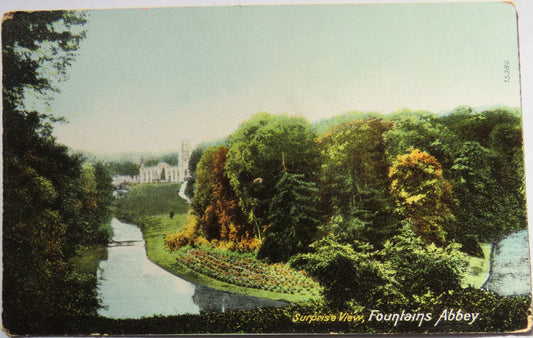 Vintage Postcard of Surprise View, Fountains Abbey