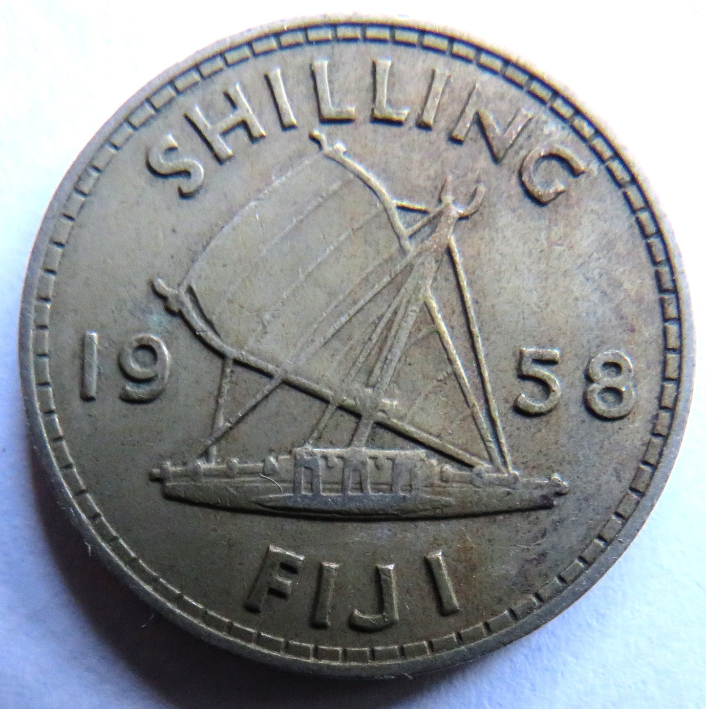 1958 Queen Elizabeth II Fiji One Shilling Coin