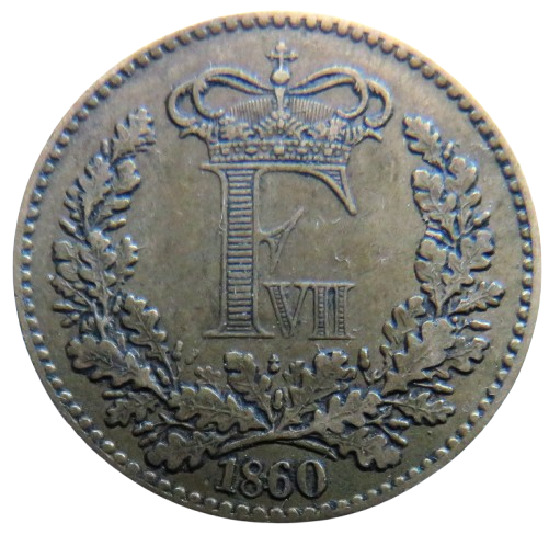 1860 Denmark 1 Skilling Rigsmont Coin