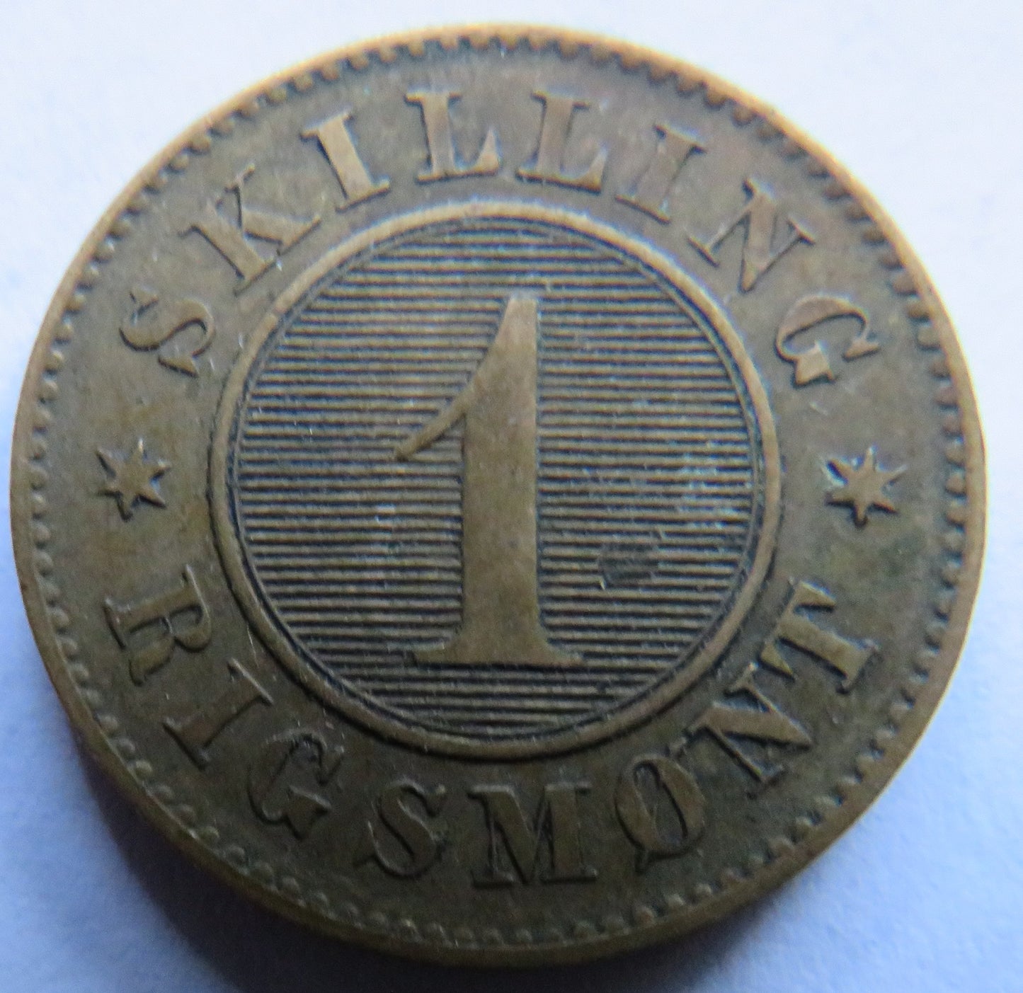 1860 Denmark 1 Skilling Rigsmont Coin