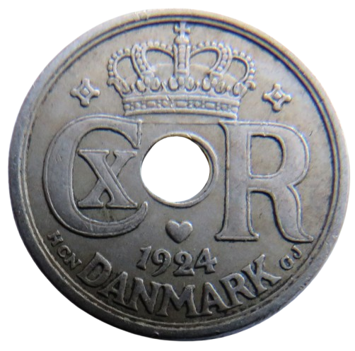 1924 Denmark 10 Ore Coin