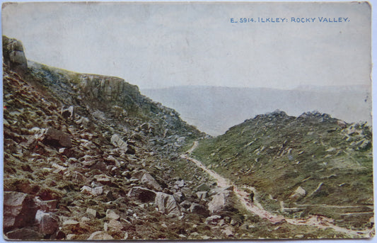 Vintage Postcard of Ilkley:  Rocky Valley 1929