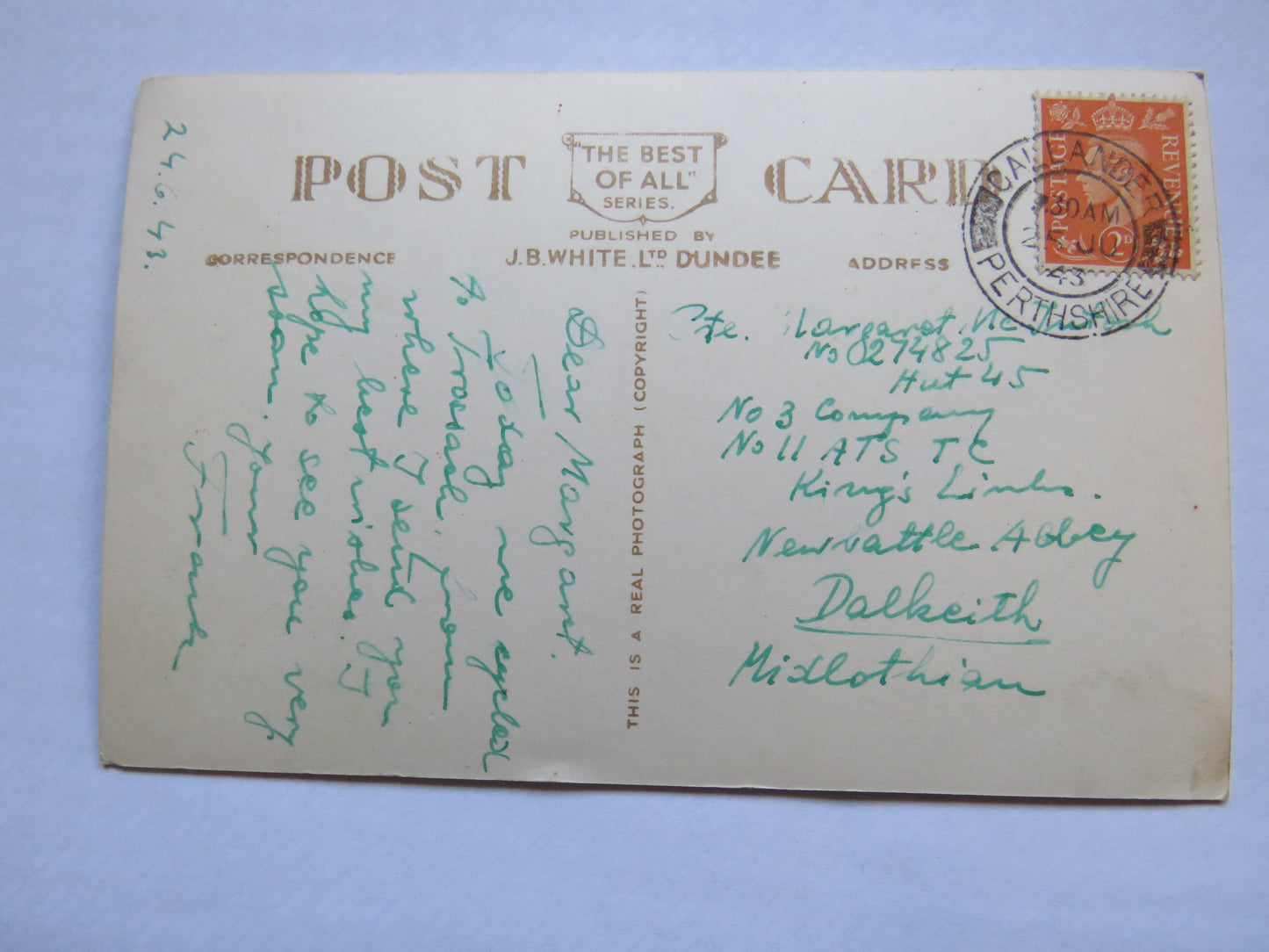 Vintage Postcard of The Falls of Leny, Callander 1943