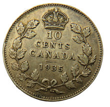 Load image into Gallery viewer, 1935 King George V Canada Silver 10 Cents Coin Scarce
