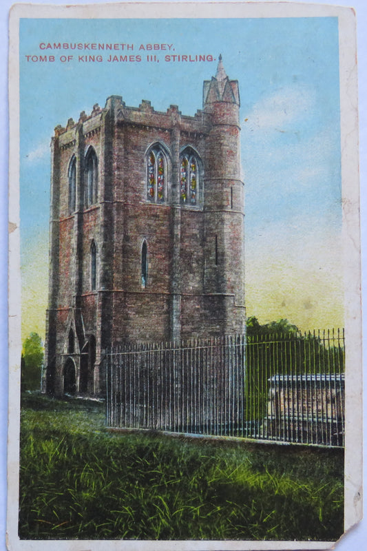 Vintage Postcard of Cambuskenneth Abbey, Tomb of King James III, Stirling 1907