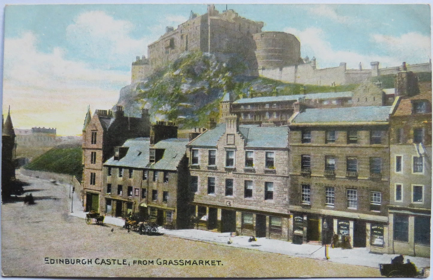 Vintage Postcard of Edinburgh Castle From Grassmarket