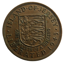 Load image into Gallery viewer, Island of Jersey Liberated 1945 1/12th of a Shilling Coin
