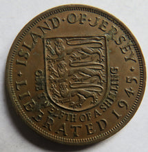 Load image into Gallery viewer, Island of Jersey Liberated 1945 1/12th of a Shilling Coin
