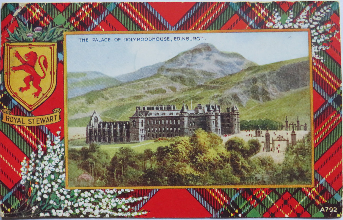 Vintage Postcard of The Palace of Holyroodhouse, Edinburgh 1948 Royal Stewart Tartan