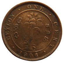 Load image into Gallery viewer, 1906 King Edward VII Ceylon One Cent Coin
