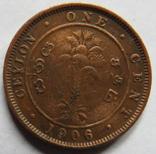 Load image into Gallery viewer, 1906 King Edward VII Ceylon One Cent Coin
