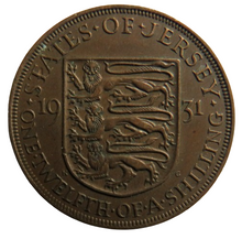 Load image into Gallery viewer, 1931 King George V States of Jersey 1/12th of a Shilling Coin
