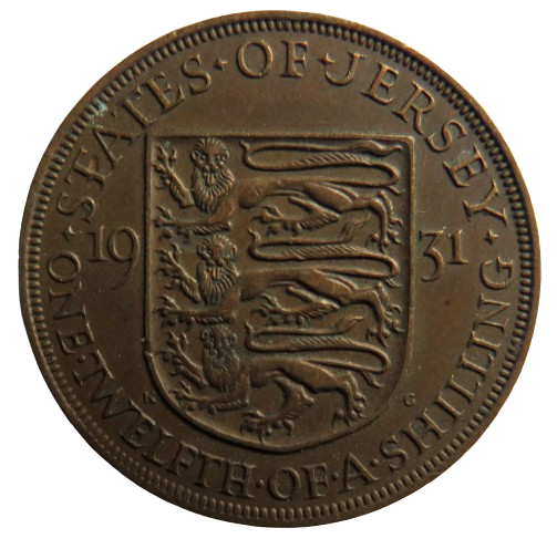 1931 King George V States of Jersey 1/12th of a Shilling Coin