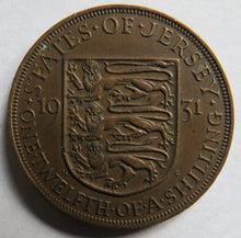 Load image into Gallery viewer, 1931 King George V States of Jersey 1/12th of a Shilling Coin
